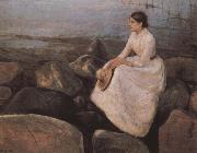 Edvard Munch The girl  at the sea bank oil painting artist